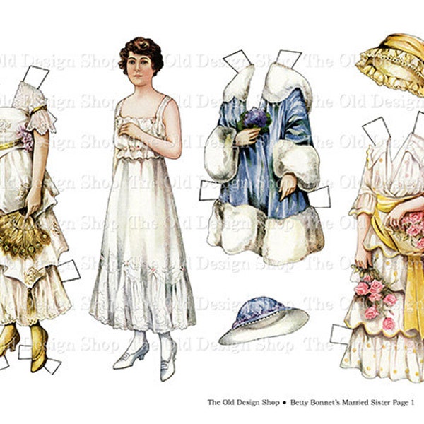 Betty Bonnet’s Married Sister Printable Vintage Paper Doll Commercial Use Digital Collage Sheet