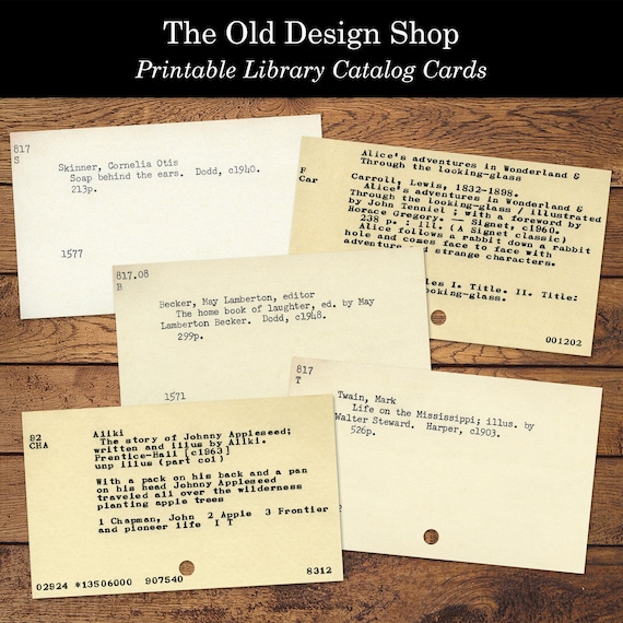 Printable Vintage Library Catalog Cards Digital Collage