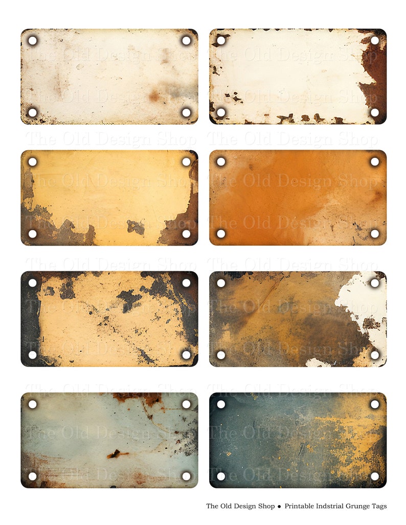 Industrial Grunge Printable Tags, Shabby Ephemera Junk Journal Tag Kit ...