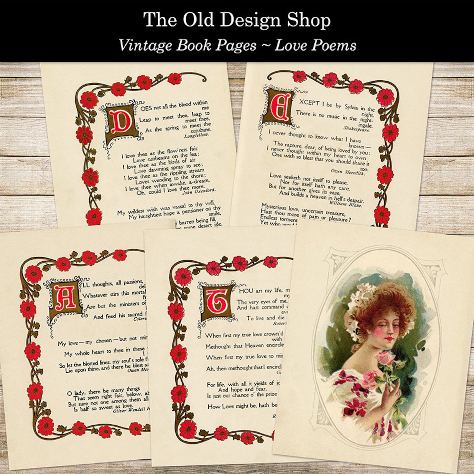 Printable Old Book Page Poetry Vintage Book Pages Romantic - Etsy