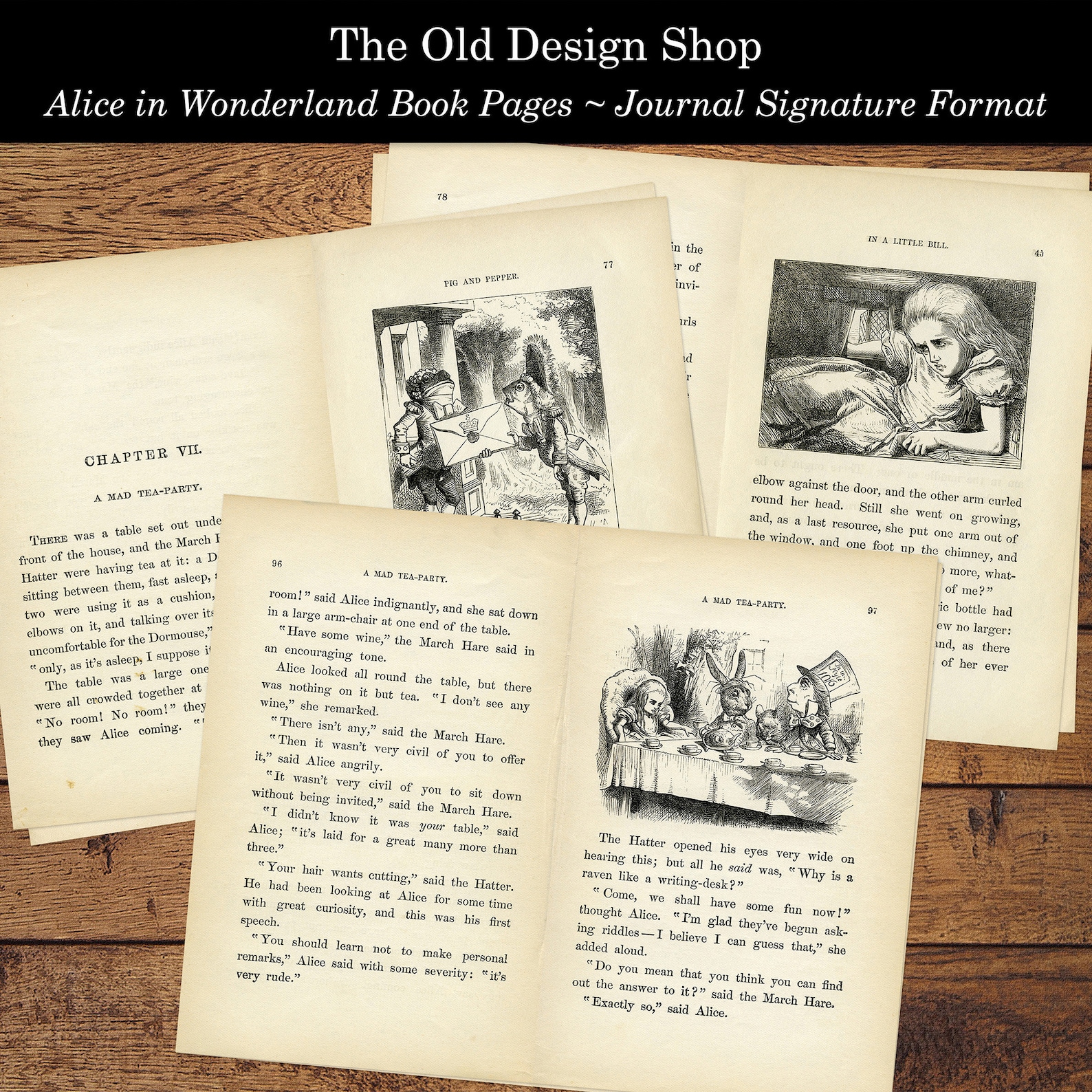 Alice in Wonderland Printable Book Pages Vintage Alice Journal - Etsy
