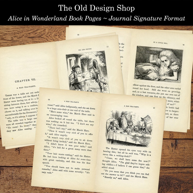 Alice in Wonderland Printable Book Pages Vintage Alice Journal - Etsy
