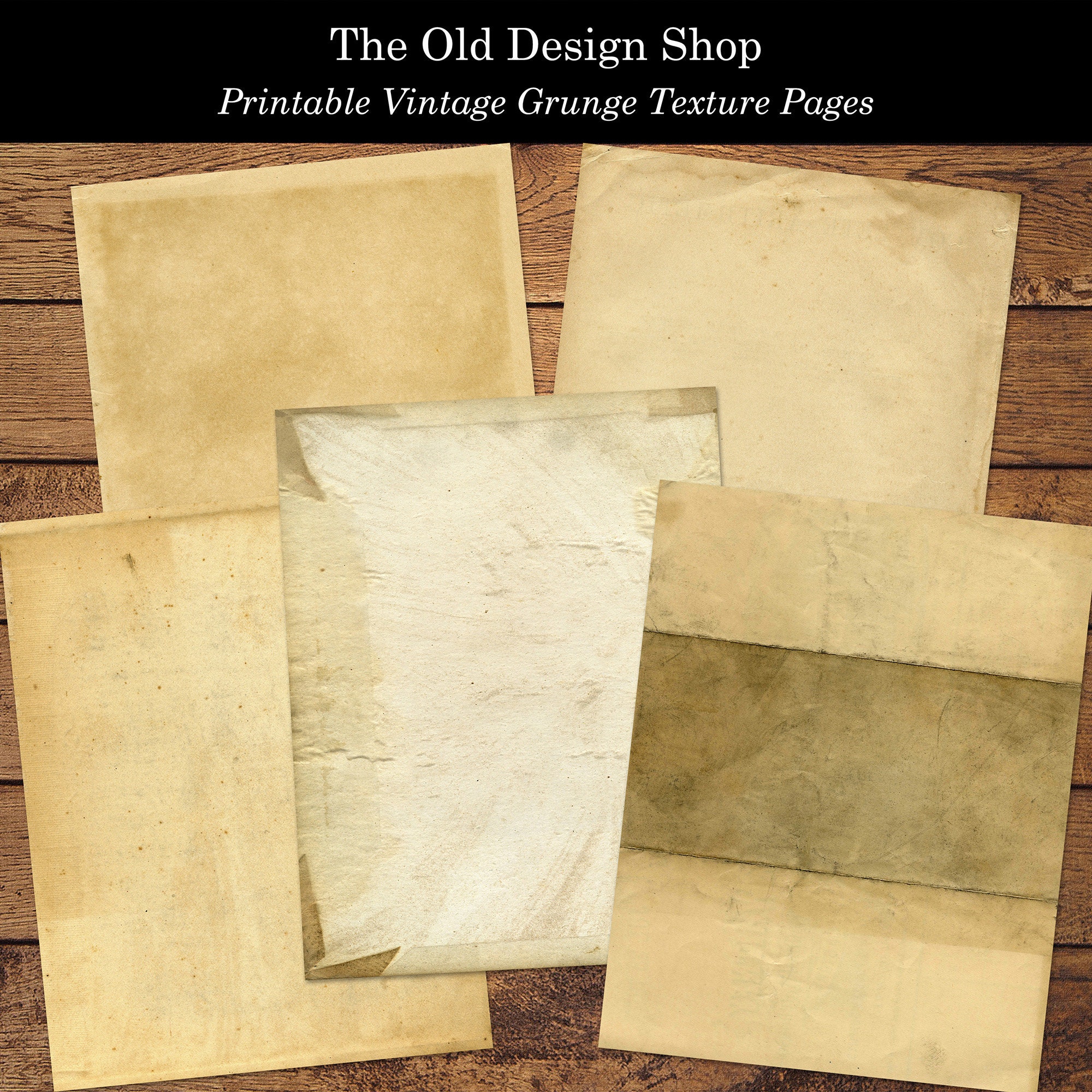Grunge Vintage Paper Pack Texture Pages Printable Aged and Shabby Pages ...