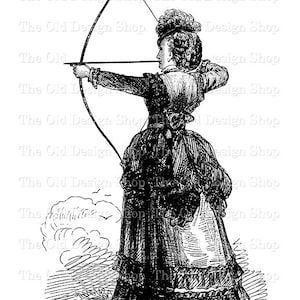 Lady Archer Clipart Printable Vintage Graphics for Cardmaking Junk Journals Commercial Use Sublimation Transfer Digital Download PNG File