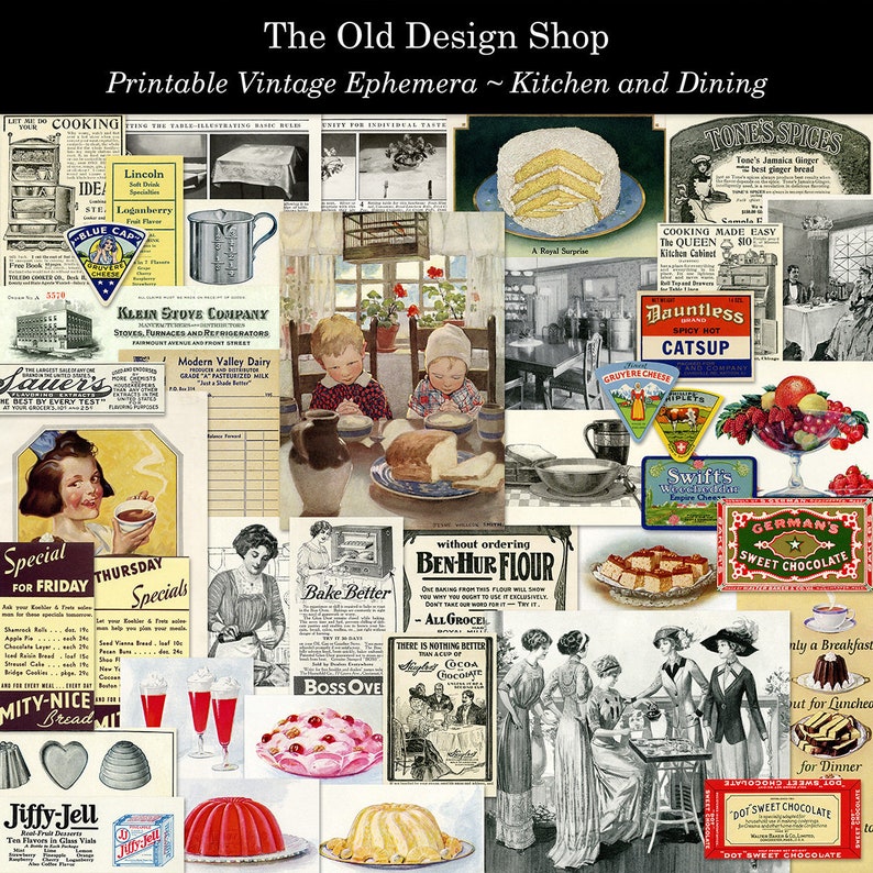 Baking Cooking Vintage Kitchen Printable Ephemera Digital | Etsy