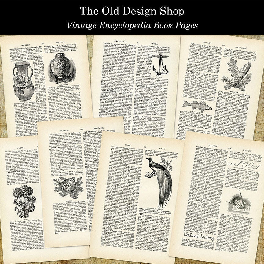 14 Vintage Encyclopedia Book Pages Commercial Use Digital 14 Vintage Encyclopedia Book Pages Commercial Use Digital