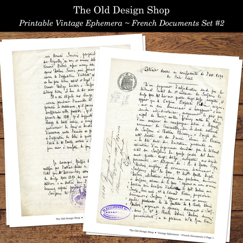 Vintage French Documents Set 2 Printable Ephemera Ad Invoice Etsy