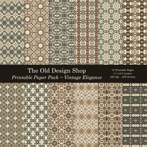 Vintage elegantie digitale papers ongewenste dagboek handtekening papier Pack sierlijke patroon ontwerpen afdrukbare kaarten maken levering scrapbooking papers JPG