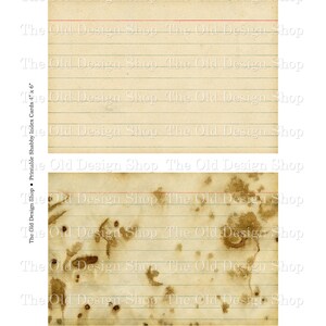 Printable Index Cards Clip Art Shabby Grunge Recipe Cards Vintage Style 4” x 6” Journal Cards Digital Download image 2