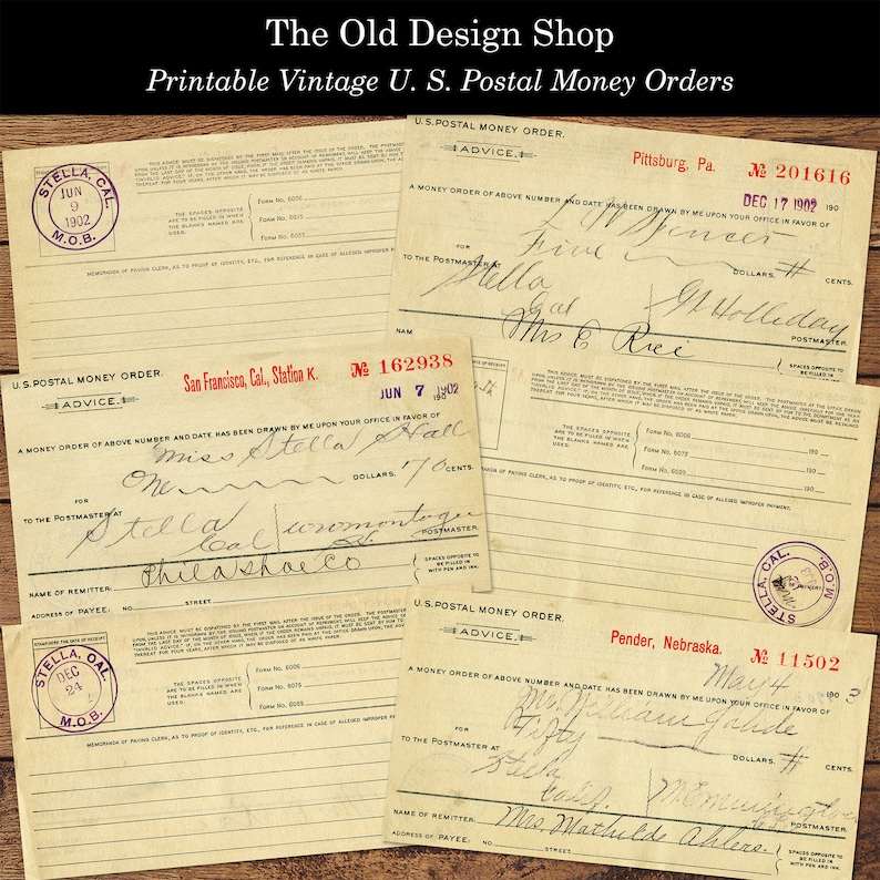 Antique Ephemera US Postal Money Orders Documents Digital Etsy
