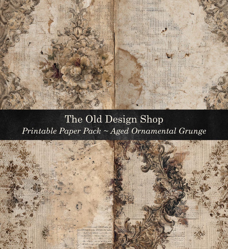 Vintage Grunge Digital Paper Pack Junk Journal Background Papers ...