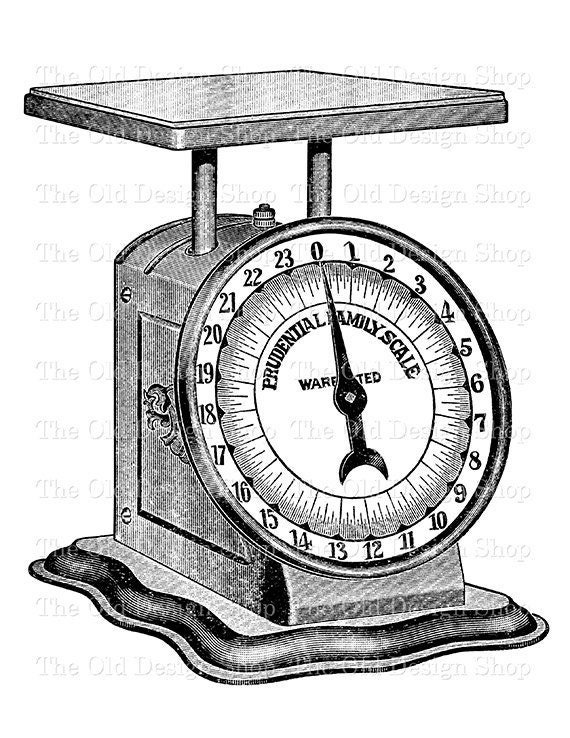 Vintage Kitchen Weigh Scale Clip Art Commercial Use Digital Stamp