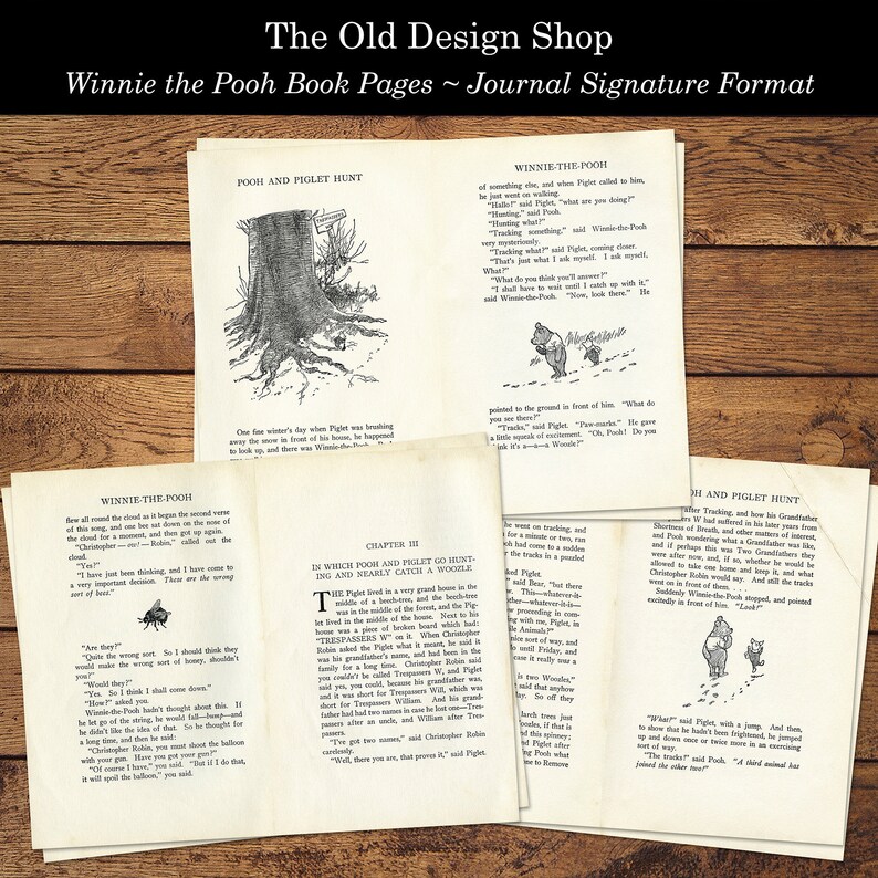 Winnie the Pooh Shabby and Aged Printable Vintage Storybook Pages for ...