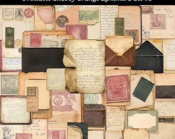 Grunge Ephemera Printable Ephemera Set #1 for Junk Journals Cardmaking Supply Shabby Grunge Labels Tags Digital Download Ephemera JPG PNG