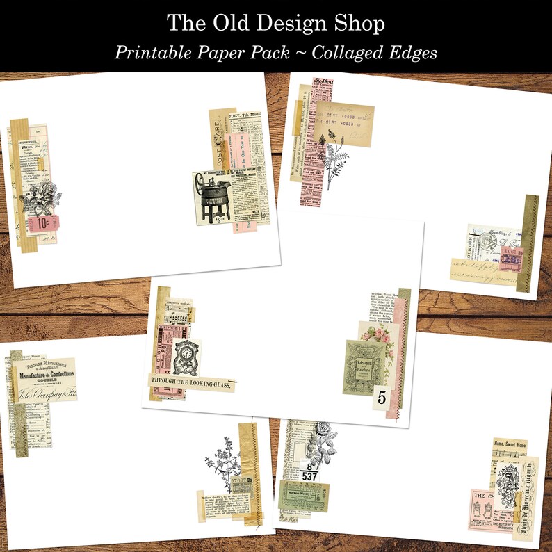 Vintage Collage Junk Journal Pages, Printable Ephemera (digital ...
