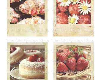 Printable Vintage Polaroid Pictures Retro Strawberries