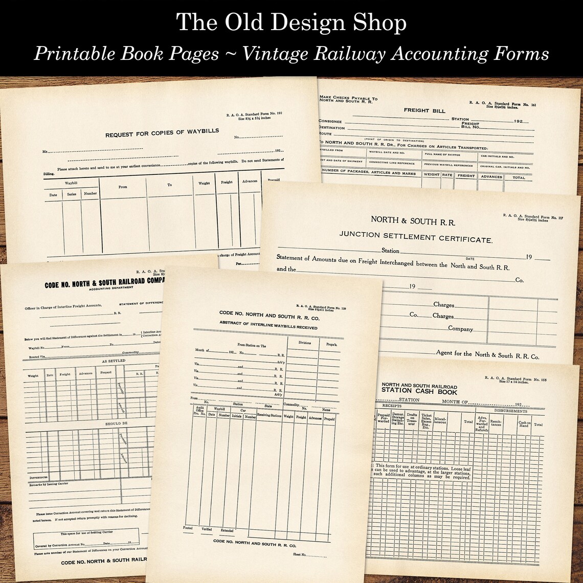 20 Antique Railway Accounting Forms Vintage Printable Book Etsy