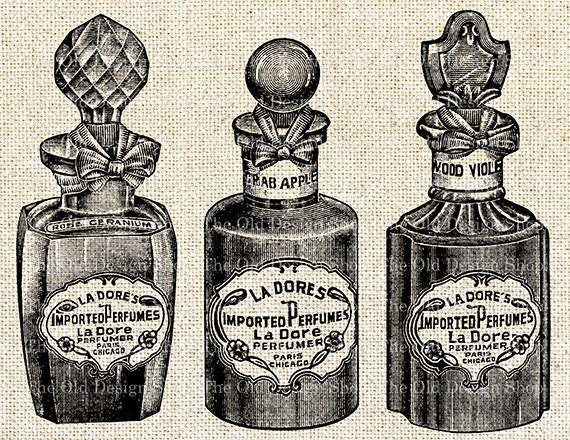 Perfume Bottle Clip Art Vintage La Dore Printable Illustration Commercial  Use Digital Stamp Transfer Image PNG JPG Formats