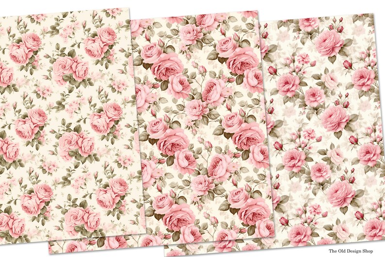 Soft Pink Roses Seamless Pattern Rose Background Digital Paper Vintage ...