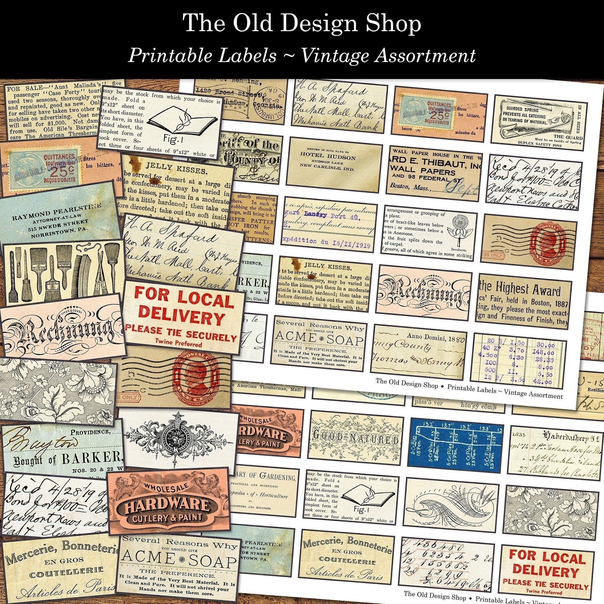 Printable Labels Vintage Inspired Printable Ephemera for Junk Journals ...