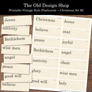 Afdrukbare kerst Flashcards Junk Journal Ephemera Retro Vintage Flashcard Clipart Cardmaking Supply Instant Download Flash Card JPG