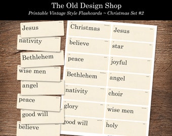 Printable Christmas Flashcards Junk Journal Ephemera Retro Vintage Flashcard Clipart Cardmaking Supply Instant Download Flash Card JPG