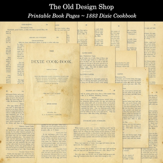 Old Cookbook Pages Printable Vintage Recipe Pages for Junk Journals Collages Cardmaking Supply Commercial Use Digital Download JPG Files