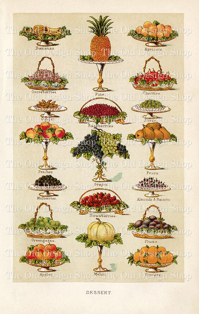 Printable Dessert Clipart Old Book Page for Cooking Journal Cardmaking Supply Vintage Food Graphics Commercial Use Digital Download JPG File image 1