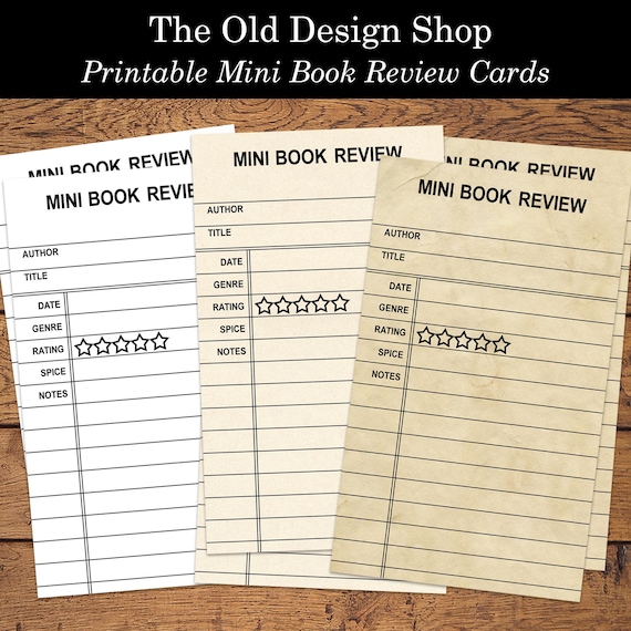 週刊誌 ripo Printable Mini Reading Book Review Tracker Cards Aged Shabby