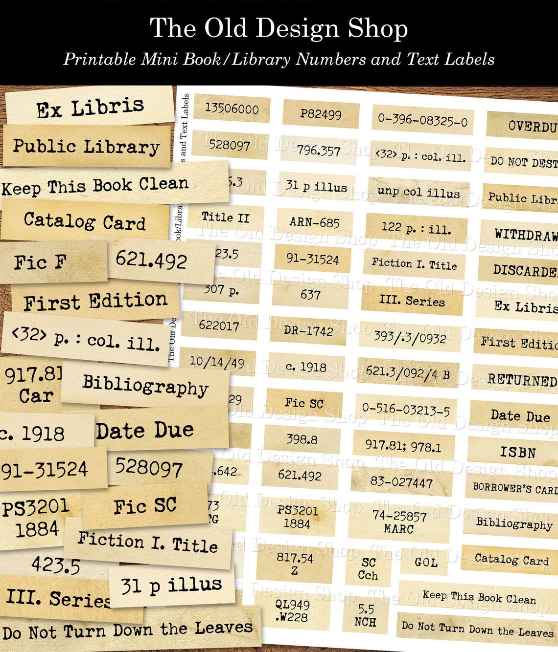 Library Book Label Empty Printable Library Labels Book Lovers Junk Journal Ephemera Vintage ...