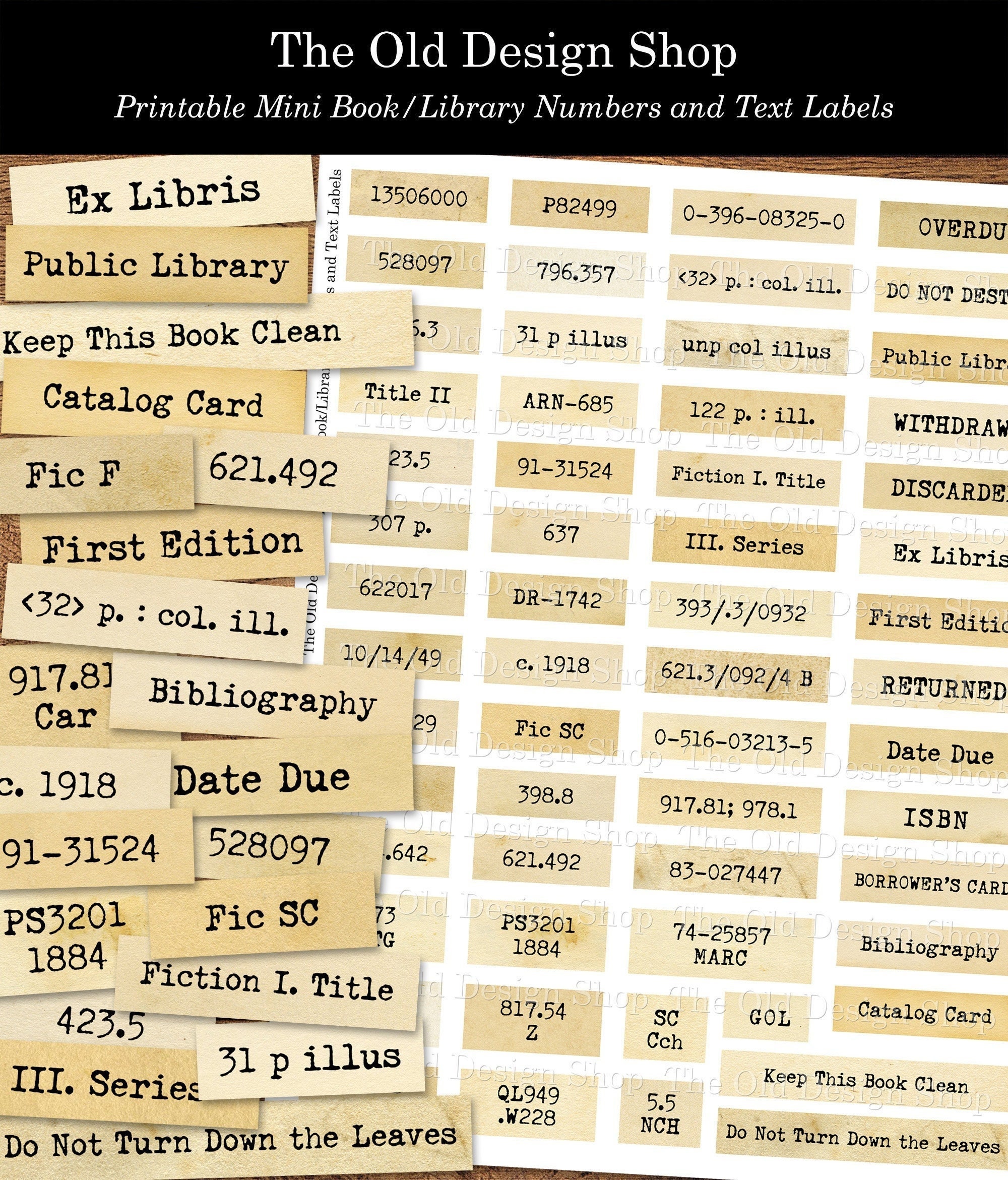 University Library Labels Printable Library Labels Book Lovers Junk Journal Ephemera Vintage ...