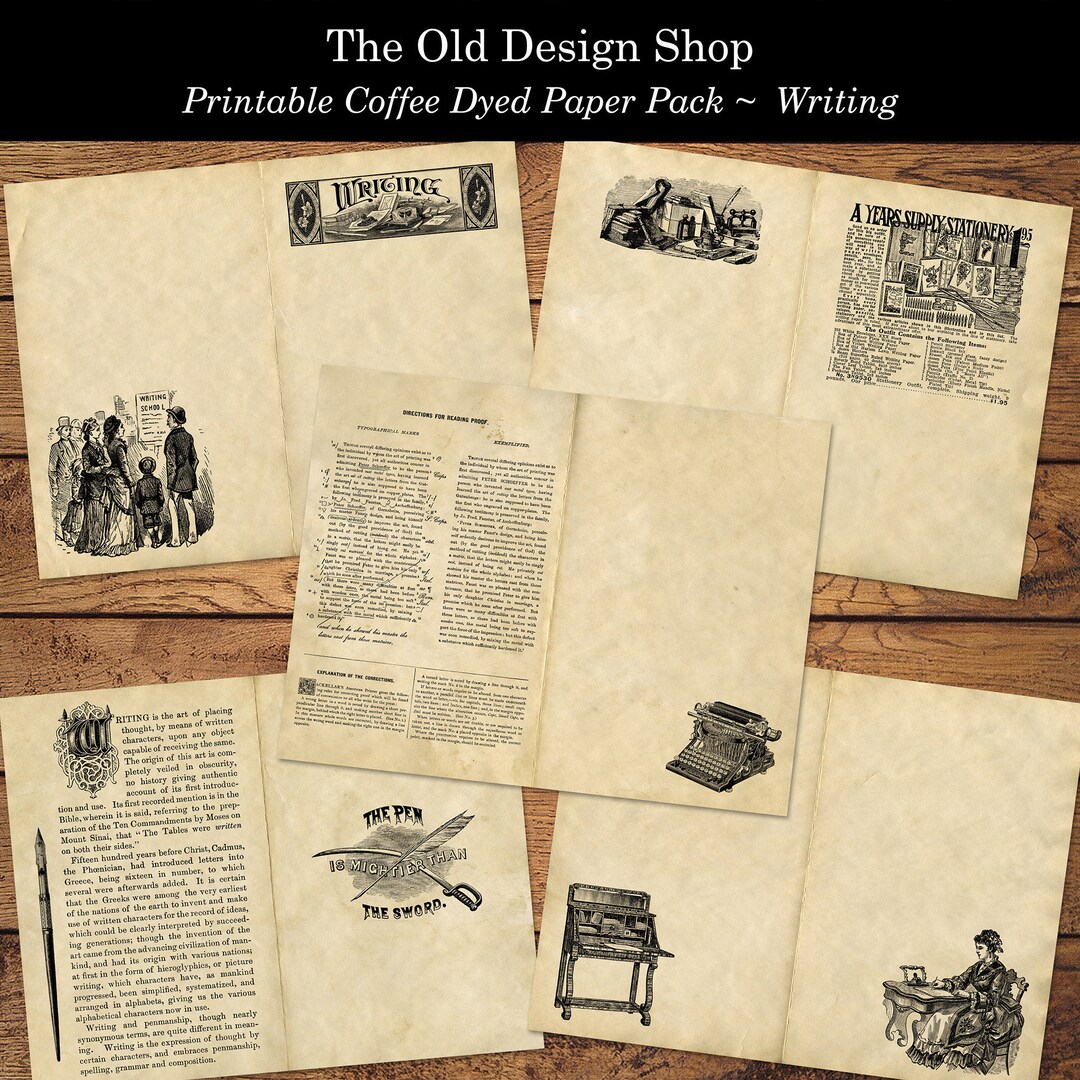 Writing Junk Journal Paper Pack Ink Saving Black and White Plus Coffee ...
