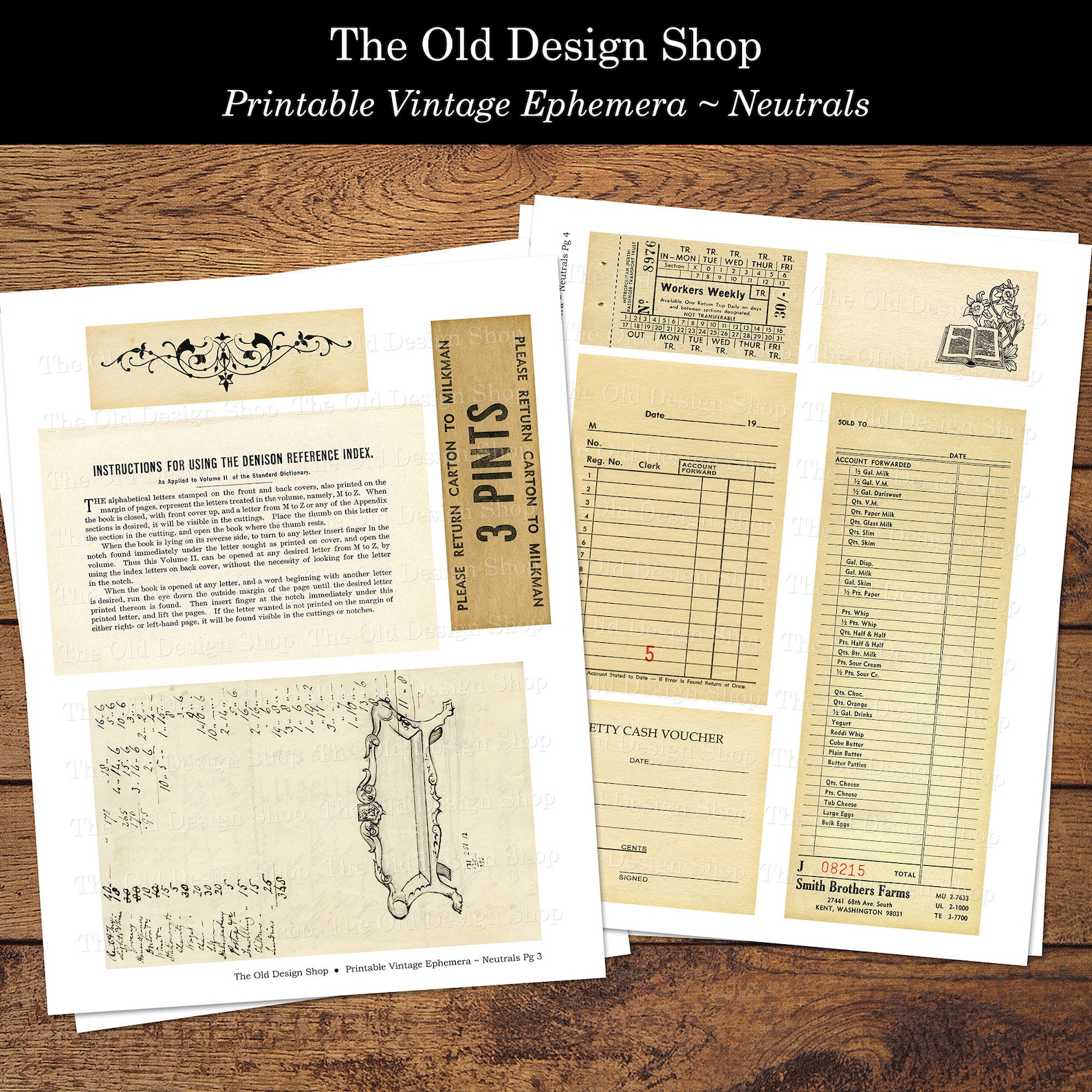 Printable Neutral Vintage Ephemera for Junk Journals Cardmaking Supply ...