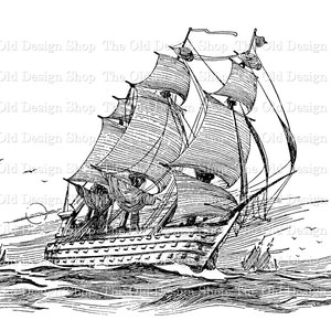 Ship Clipart for Cardmaking Junk Journals Ink Saver Vintage Ship Graphics Sublimation Transfer Commercial Use Digital Download PNG File