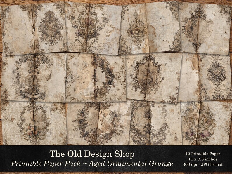 Vintage Grunge Digital Paper Pack Junk Journal Background Papers ...