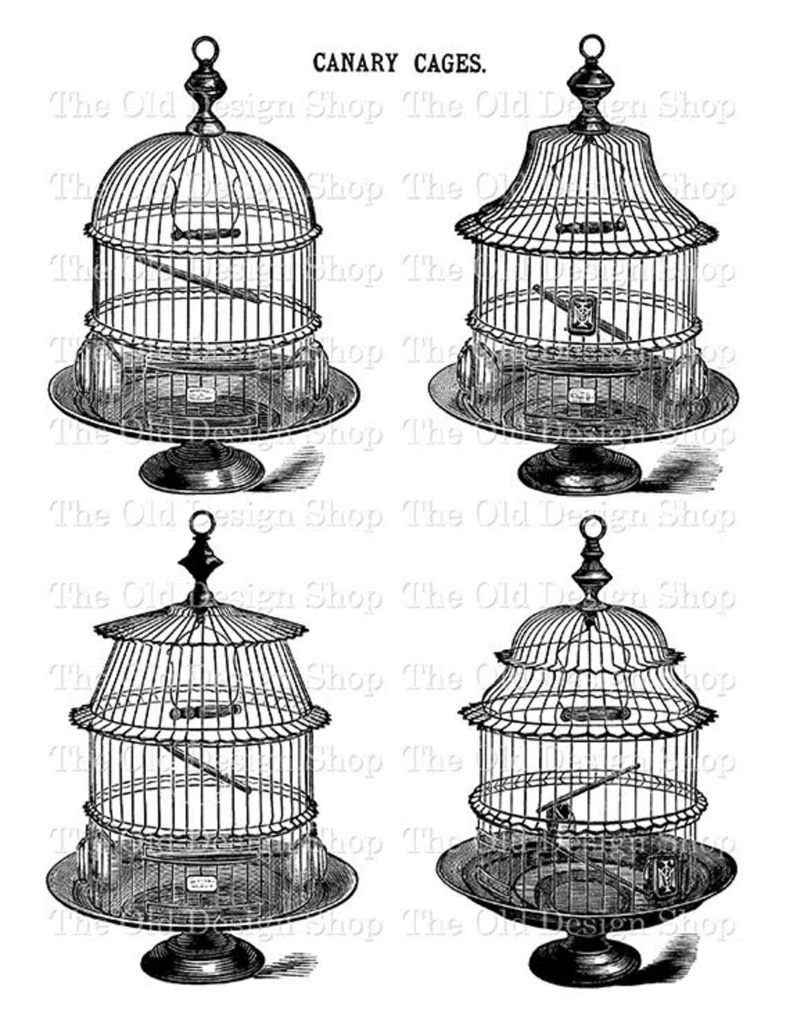 Bird Cage Clip Art Set 1 Printable Birdcage Vintage Black and Etsy