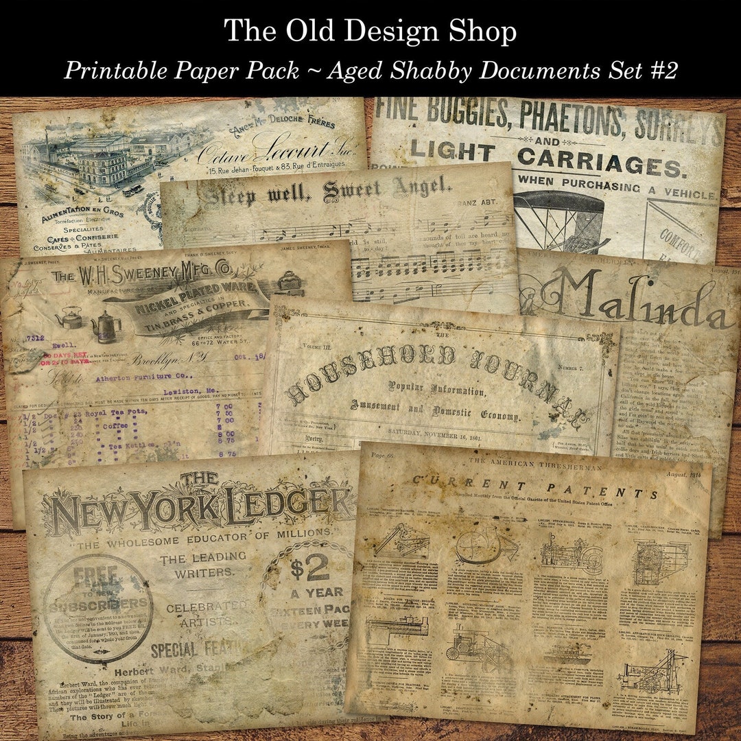 Junk Journal Paper Pack Printable Pages Distressed Antique Vintage ...