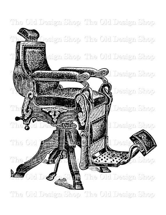 Antique Barber Chair Clip Art Vintage Illustration Commercial Etsy