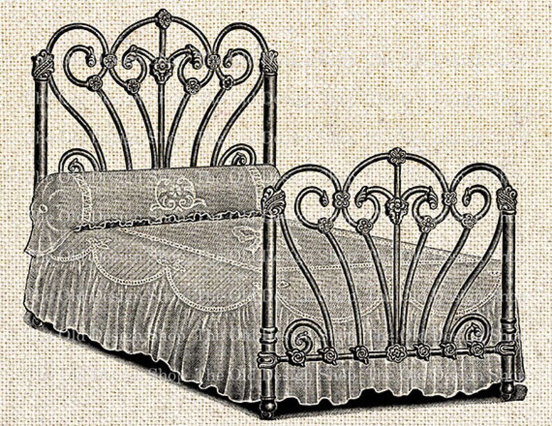 Vintage Bed Clip Art Furniture Illustration Digital Stamp | Etsy