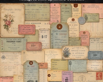 Vintage Archive Ephemera Collection, Printable Junk Journal Kit, Digital Download
