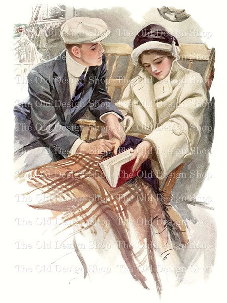Harrison Fisher Edwardian Lady Clipart Printable Vintage Lady titled The Proposal Cardmaking Junk Journal Commercial Use Digital Download image 1