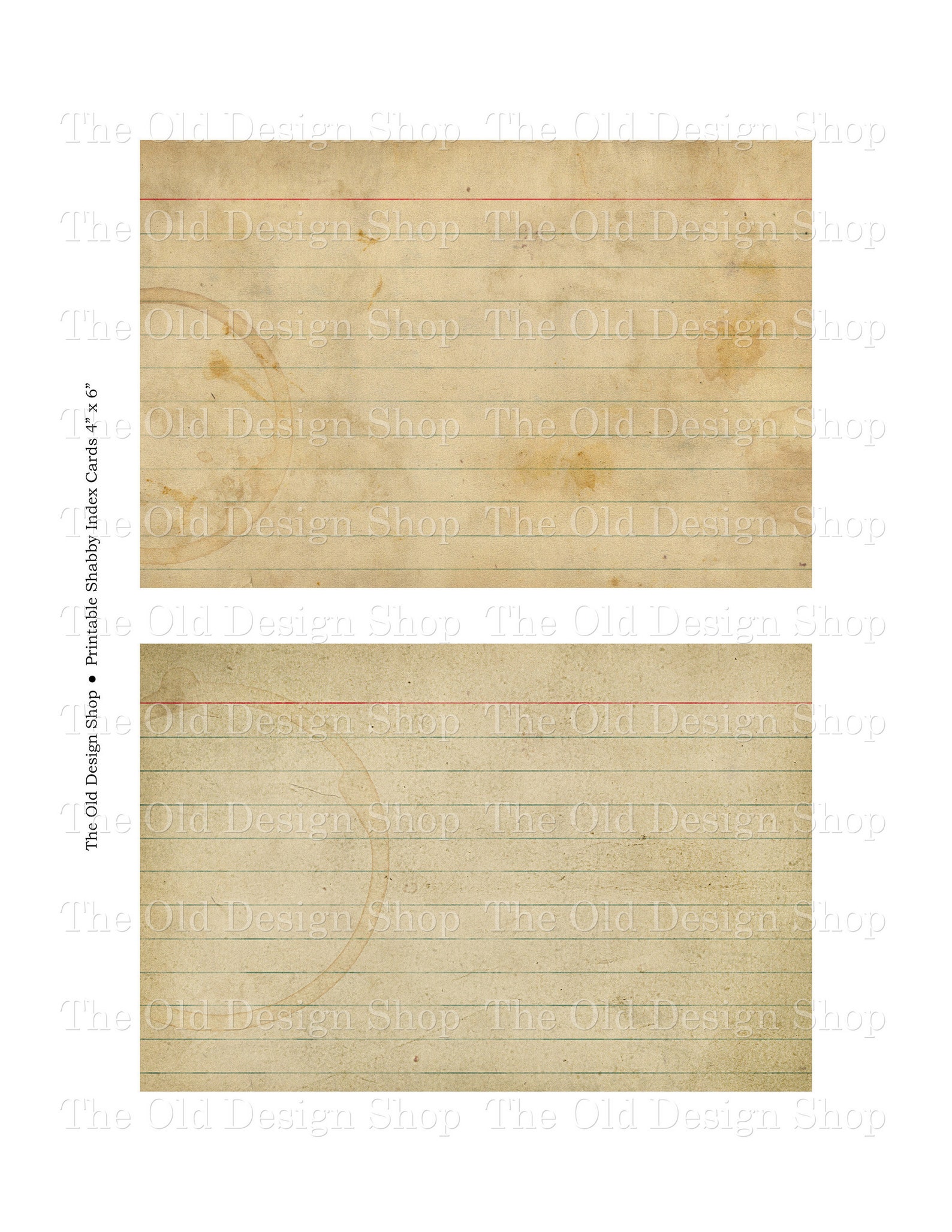 Printable Index Cards Clip Art Shabby Grunge Recipe Cards Etsy
