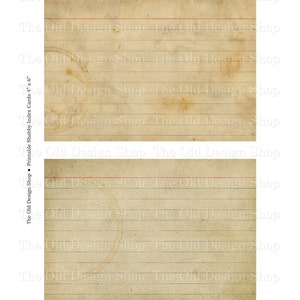 Printable Index Cards Clip Art Shabby Grunge Recipe Cards Vintage Style 4” x 6” Journal Cards Digital Download image 3
