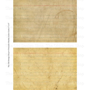 Printable Index Cards Clip Art Shabby Grunge Recipe Cards Vintage Style 4” x 6” Journal Cards Digital Download image 5