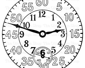 Clock Face Clipart for Cardmaking Junk Journals Ink Saver Vintage Graphics Sublimation Transfer Commercial Use Digital Download PNG File