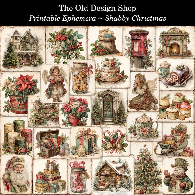 Shabby Christmas Ephemera Kit Printable Ephemera for Junk Journals ...