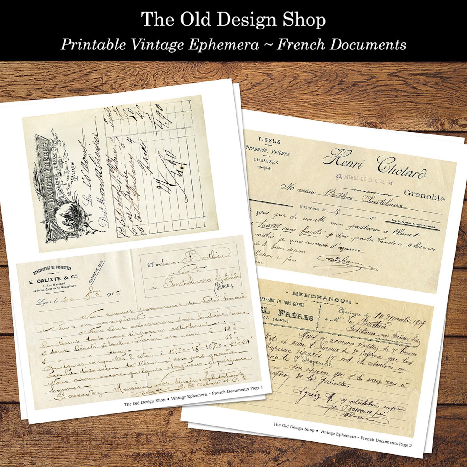 Vintage French Documents Printable Ephemera Digital Download Etsy