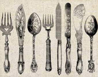 ♪(´ε｀ )かなり古い頃のヴィンテージの芸術的なカトラリー…素材貴金属はたぶん ♪(´ε｀ )かなり古い頃のヴィンテージの芸術的なカトラリー…素材貴金属は