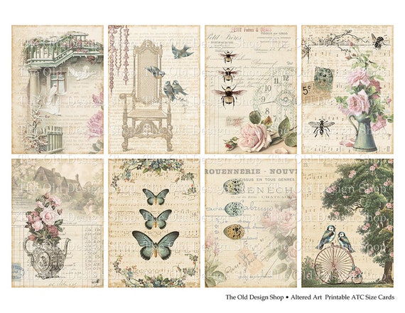 Clip Art Art & Collectibles shabby chic digital collage sheet ATC ...