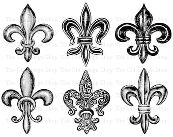 Fleur de Lis French Clip Art Commercial Use Digital Stamp Transfer Image PNG and JPG Formats